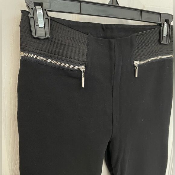 ZARA Basic Moto Zip Detail Ribbed Knee Exposed Elastic Waist Pant Women’s Size S - Picture 4 of 8